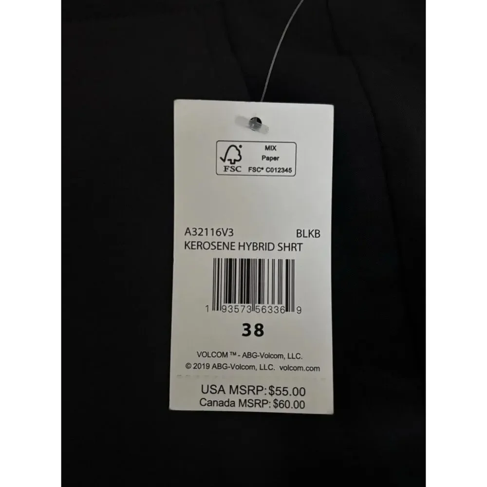 New Volcom Kerosene Hybrid Water Repellent Shorts 38” Black NWT